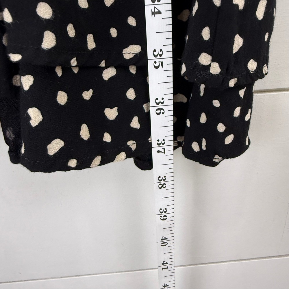 Rails Karla Spot Print Mini Dress Black Ivory Button Front Smocked Waist M - Picture 7 of 7